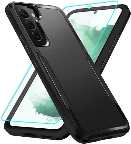 for Galaxy S22 Case with Screen Protection: Heavy Duty Protective Shockproof and Scratch Proof Cell Phone case for Samsung Galaxy S22-Black in Kuwait