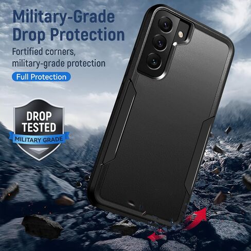 for Galaxy S22 Case with Screen Protection: Heavy Duty Protective Shockproof and Scratch Proof Cell Phone case for Samsung Galaxy S22-Black in Kuwait