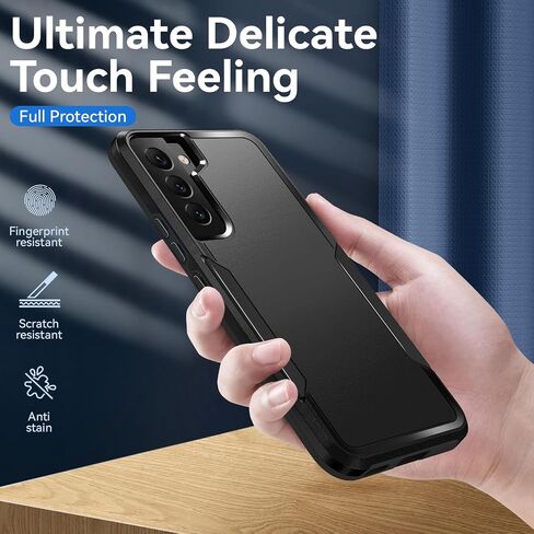 for Galaxy S22 Case with Screen Protection: Heavy Duty Protective Shockproof and Scratch Proof Cell Phone case for Samsung Galaxy S22-Black in Kuwait