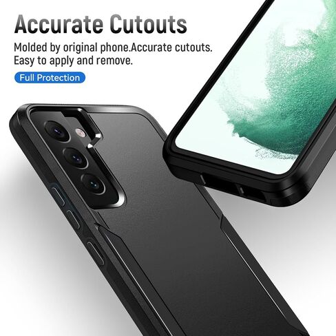 for Galaxy S22 Case with Screen Protection: Heavy Duty Protective Shockproof and Scratch Proof Cell Phone case for Samsung Galaxy S22-Black in Kuwait
