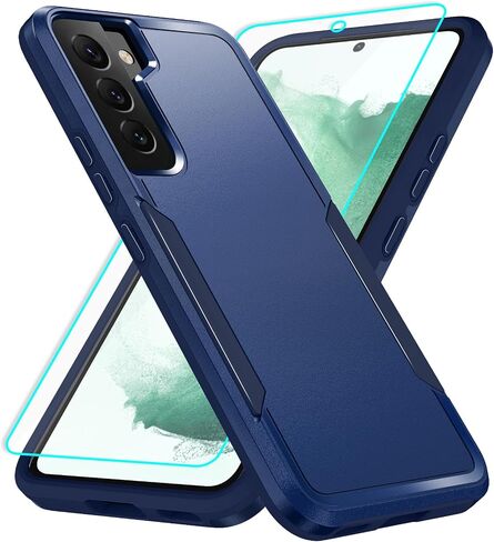 for Galaxy S22 Case with Screen Protection: Heavy Duty Protective Shockproof and Scratch Proof Cell Phone case for Samsung Galaxy S22-Black in Kuwait