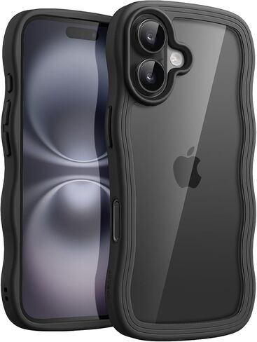 Jetech Case Wavy Case لـ iPhone 16 6.1 بوصة ، وغطاء مطعم على شكل إطار مجعد ، وهو غلاف هاتف مقاوم للصدمات للنساء والفتيات ، واضحة للكمبيوتر الشخصي (Ultramarine) in Kuwait