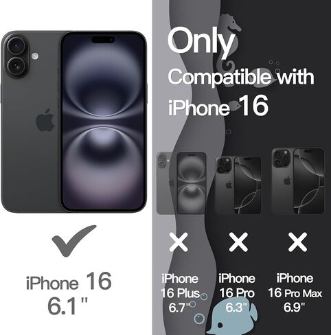 Jetech Case Wavy Case لـ iPhone 16 6.1 بوصة ، وغطاء مطعم على شكل إطار مجعد ، وهو غلاف هاتف مقاوم للصدمات للنساء والفتيات ، واضحة للكمبيوتر الشخصي (Ultramarine) in Kuwait