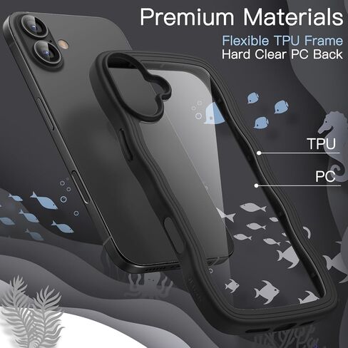 Jetech Case Wavy Case لـ iPhone 16 6.1 بوصة ، وغطاء مطعم على شكل إطار مجعد ، وهو غلاف هاتف مقاوم للصدمات للنساء والفتيات ، واضحة للكمبيوتر الشخصي (Ultramarine) in Kuwait