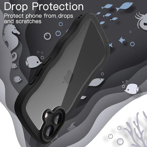 Jetech Case Wavy Case لـ iPhone 16 6.1 بوصة ، وغطاء مطعم على شكل إطار مجعد ، وهو غلاف هاتف مقاوم للصدمات للنساء والفتيات ، واضحة للكمبيوتر الشخصي (Ultramarine) in Kuwait