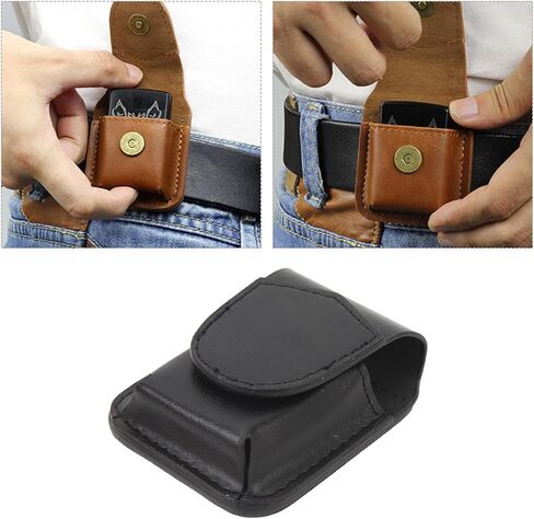 Acogedor Lighter Holder with Pocket Belt Loop, PU Leather Lighter Pouch Holder Case, Anti Scratch Protective Storage Case (Black) in Saudi Arabia