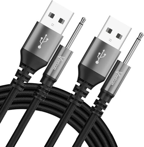 DC Charging Cable 2.5mm 2 FT-2 Pack，USB A to DC 17mm x 2.5mm Charger Fast Charging Cord，Durable Braided 5V 150mA Pin Wire Replacement Cable for Messager, Toys in Saudi Arabia