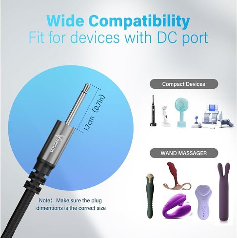 DC Charging Cable 2.5mm 2 FT-2 Pack，USB A to DC 17mm x 2.5mm Charger Fast Charging Cord，Durable Braided 5V 150mA Pin Wire Replacement Cable for Messager, Toys in Saudi Arabia