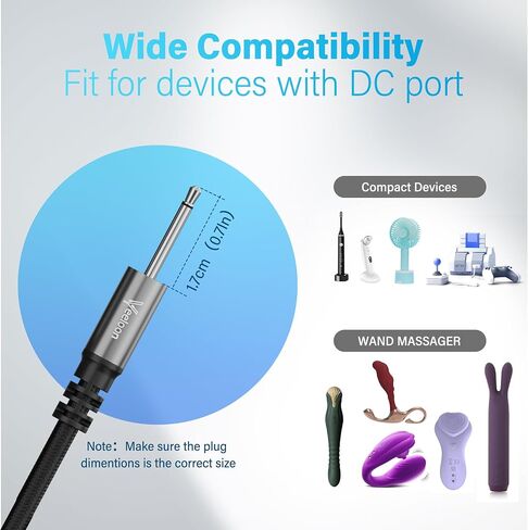 DC Charging Cable 2.5mm 2 FT-2 Pack，USB A to DC 17mm x 2.5mm Charger Fast Charging Cord，Durable Braided 5V 150mA Pin Wire Replacement Cable for Messager, Toys in Saudi Arabia