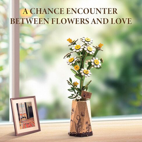 ROBOTIME 3D Puzzles Wooden Artifical Flower Red Carnation DIY Model Building Kit to Build for Adults Bouquet Botanical Collection Craft Brain Teaser Puzzle Creative Gift Home Decor in Saudi Arabia