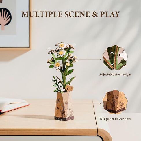 ROBOTIME 3D Puzzles Wooden Artifical Flower Red Carnation DIY Model Building Kit to Build for Adults Bouquet Botanical Collection Craft Brain Teaser Puzzle Creative Gift Home Decor in Saudi Arabia
