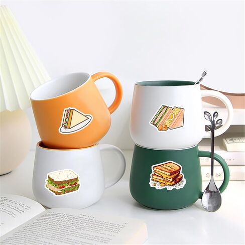 Sandwich Stickers, 50PCs Pack, Cartoon Food Vinyl Decals for Laptop, Hydro Flask, Water Bottle, Phone, Stickers for Friends, Teens, Delicate Decals as Gifts (Sandwich) in Kuwait