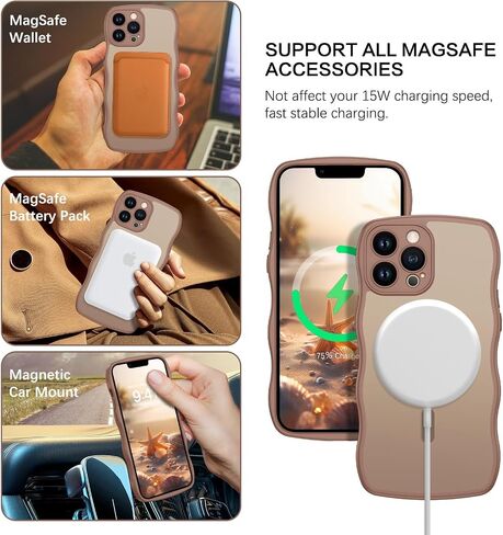 Bentoben لحالة iPhone 13 Pro Magnetic ، [متوافق مع Magsafe] [تصميم إطار الموجة المجعد] غير قابلة للانزلاق أسهل قبضة الصدمات الواقية من الغطاء الهاتفي لطيف لـ iPhone 13 Pro 6.1 "، Desert Titanium in Saudi Arabia