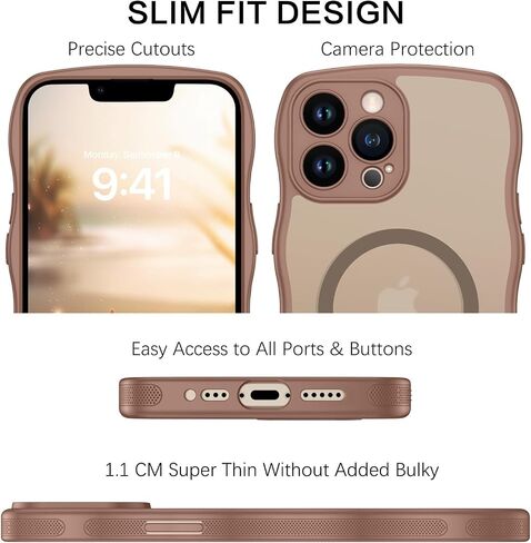 Bentoben لحالة iPhone 13 Pro Magnetic ، [متوافق مع Magsafe] [تصميم إطار الموجة المجعد] غير قابلة للانزلاق أسهل قبضة الصدمات الواقية من الغطاء الهاتفي لطيف لـ iPhone 13 Pro 6.1 "، Desert Titanium in Saudi Arabia