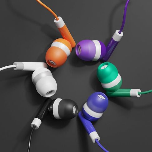 Earbud Headphones Bulk 12 Pack Multicolored Wired Earphones SPT-12MX Individually Wrapped Ear Buds Muti Packs for Kids School Classroom Students in Saudi Arabia