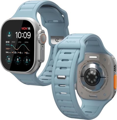 KeyBudz Journey Series لحزام Apple Watch - فرقة FKM Rugged مع مشبك الألومنيوم (أسود كربون) متوافق مع Apple Watch Ultra 1/2 ، السلسلة 10 46 مم ، 9/8/7 45 مم ، SE2/SE/6/5/4 44 مم ، 3/2/1 42 ​​ملم in Kuwait