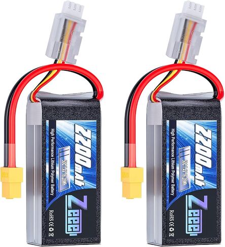 Zeee 2S 2200mAh Shorty Lipo Battery 7.4V 50C RC Battery with XT60 Connector Soft Pack for 1/16 Slash RC Car RC Truck RC Helicopter Airplane Quadcopter Drone RC Boat Racing Models in Saudi Arabia