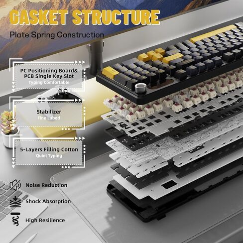 الهجوم Shark X98 Pro Wireless Mechanical Keyboard مع شاشة ومقبض ، 2.4G/USB-C/BT5.0 GASKET HOT SWAPPERAIND CREAMY KEYYS102 KEYS ، Web Driver RGB Gaming Keyboard للكمبيوتر الشخصي/MAC/PS4/XBOX in Kuwait