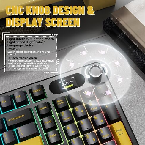 الهجوم Shark X98 Pro Wireless Mechanical Keyboard مع شاشة ومقبض ، 2.4G/USB-C/BT5.0 GASKET HOT SWAPPERAIND CREAMY KEYYS102 KEYS ، Web Driver RGB Gaming Keyboard للكمبيوتر الشخصي/MAC/PS4/XBOX in Kuwait