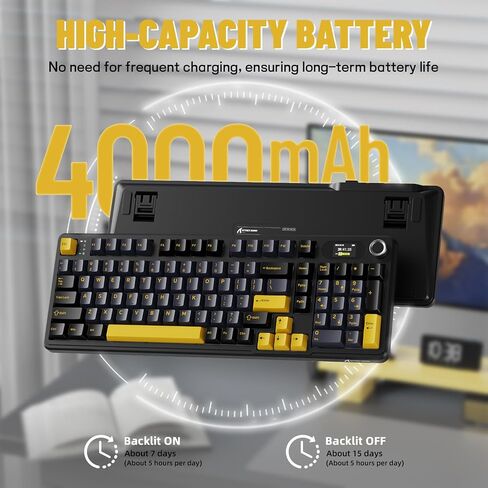 الهجوم Shark X98 Pro Wireless Mechanical Keyboard مع شاشة ومقبض ، 2.4G/USB-C/BT5.0 GASKET HOT SWAPPERAIND CREAMY KEYYS102 KEYS ، Web Driver RGB Gaming Keyboard للكمبيوتر الشخصي/MAC/PS4/XBOX in Kuwait