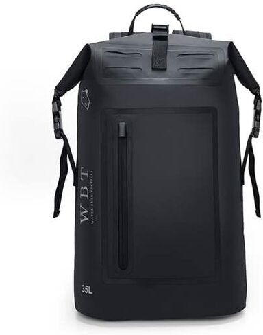 Water Bear Tactical Waterproof Backpack: 35L Rugged Roll-Top Closure(no reflective strip). (Black, 35L) in Saudi Arabia