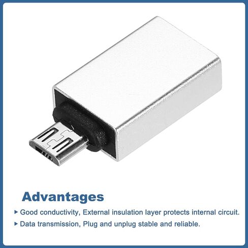 Meccanixity USB إلى محول USB Micro ، USB 3.0 أنثى إلى محول الذكور Micro USB للسيارة المحمولة بالهاتف Silver in Kuwait
