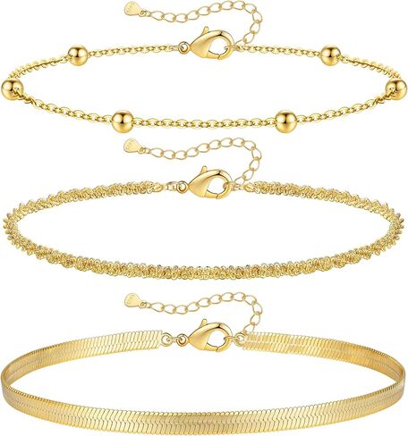 أساور ذهبية مطرزة للنساء، أساور ذهبية قابلة للتكديس للنساء غير مشوهة، سوار من الخرز المطلي بالذهب الحقيقي عيار 14 قيراط مقاوم للماء مع أساور حروف in Kuwait