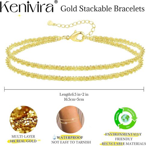 Gold Beaded Bracelets for Women, Stackable Gold Initial Bracelets for Women Non Tarnish, 14K Real Gold Plated Stretch Bead Ball Waterproof Bracelet with Letter Bracelets in Kuwait