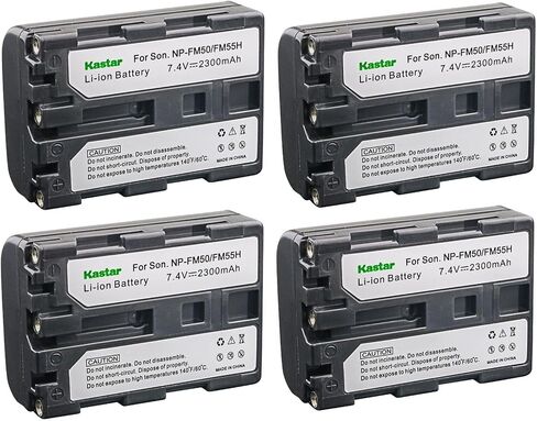 Kastar 4-Pack NP-FM50 / NP-FM55H Battery 7.4V 2300mAh Replacement for Sony DCR-TRV890, DCR-TRV940, DCR-TRV950, HDR-HC1, HDR-SR1, HDR-UX1, MVC-CD200, MVC-CD250, MVC-CD300, MVC-CD350, MVC-CD400 Camera in Saudi Arabia