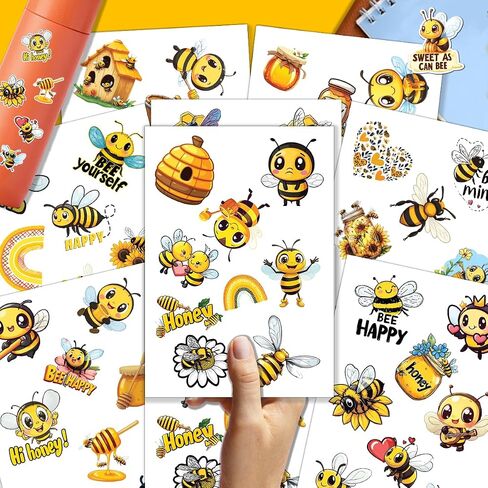 64pcs Bee Sticker, Honeybee Stickers, Bumblebee Waterproof Decals for Water Bottles Laptop Luggage Computer Scrapbooking Teens Adults Girls Kids Funny Party Birthday Decorations in Saudi Arabia