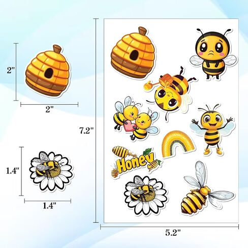 64pcs Bee Sticker, Honeybee Stickers, Bumblebee Waterproof Decals for Water Bottles Laptop Luggage Computer Scrapbooking Teens Adults Girls Kids Funny Party Birthday Decorations in Saudi Arabia