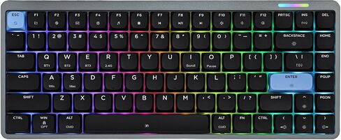 EPOMAKER Luma84 Low Profile Aluminum Mechanical Keyboard, QMK/VIA Programmable, Tri-Mode Wireless, Win/MAC/Linux Compatible, RGB Backlight (Black&Blue, Gateron Low-Profile Brown Switch) in Saudi Arabia