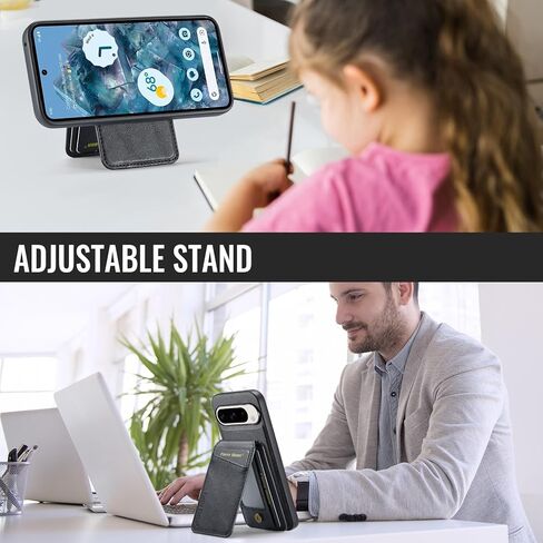 حالة محفظة لـ Google Pixel 9 / Pixel 9 Pro ، غطاء خلفي مغناطيسي متوافق مع Magsafe ، Pure Pu Leather Slim Slim Prochproof Phone مع حامل بطاقة قابلة للفصل (أسود) in Kuwait