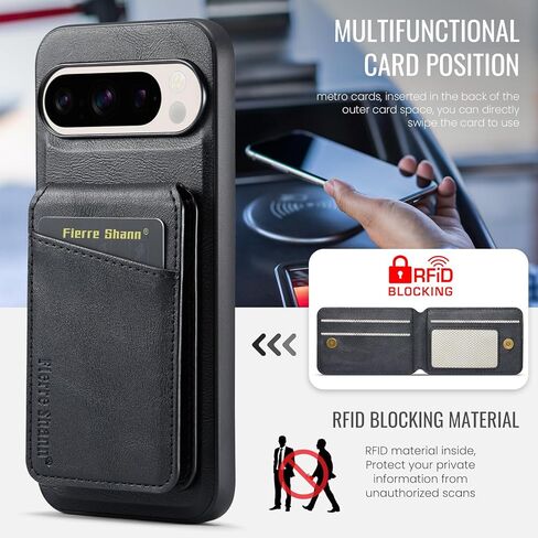حالة محفظة لـ Google Pixel 9 / Pixel 9 Pro ، غطاء خلفي مغناطيسي متوافق مع Magsafe ، Pure Pu Leather Slim Slim Prochproof Phone مع حامل بطاقة قابلة للفصل (أسود) in Kuwait