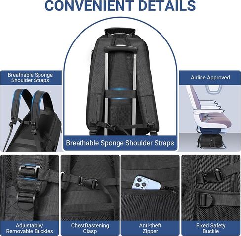 Extra Large Backpack, Travel Business Laptop Backpack with USB Charging Port & Shoe Compartment, Sport Gym Bag Fit 18 Inch Laptops for College Business Hiking Camping (Fits above 5.74 ft height) in Saudi Arabia