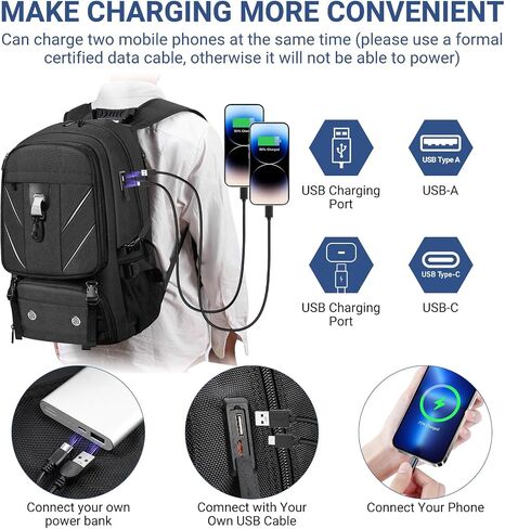 Extra Large Backpack, Travel Business Laptop Backpack with USB Charging Port & Shoe Compartment, Sport Gym Bag Fit 18 Inch Laptops for College Business Hiking Camping (Fits above 5.74 ft height) in Saudi Arabia