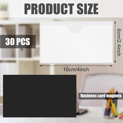 30 قطعة من حاملات الملصقات المغناطيسية، حاملات بطاقات عمل شفافة مقاس 4.3 × 1.2 بوصة مع ملصقات خزانة ملفات مغناطيسية، ملصقات مغناطيسية لصناديق السبورة المعدنية ذات الرفوف المعدنية، هدية مكتبية in Kuwait