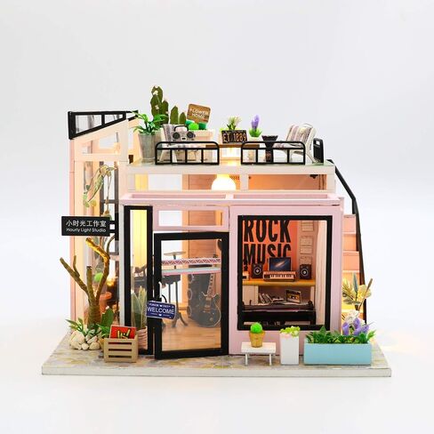 CRIOLPO DIY Miniature House Kit, Tiny House Coffee Shop With Furniture, DIY Doll House Miniature Kit For Adults, Mini House Building Kit, 3d Wooden Craft Mini Model Kit, Birthday Home Decor -Time Cafe in Saudi Arabia