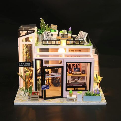 CRIOLPO DIY Miniature House Kit, Tiny House Coffee Shop With Furniture, DIY Doll House Miniature Kit For Adults, Mini House Building Kit, 3d Wooden Craft Mini Model Kit, Birthday Home Decor -Time Cafe in Saudi Arabia