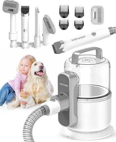 Dog Grooming Vacuum, 6 in 1 Pet Vacuum Kit with Large Capacity and 3 Suction Mode, Dog Hair Vacuum for Shedding Grooming (Off-White) in Saudi Arabia