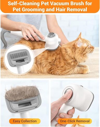 Dog Grooming Vacuum, 6 in 1 Pet Vacuum Kit with Large Capacity and 3 Suction Mode, Dog Hair Vacuum for Shedding Grooming (Off-White) in Saudi Arabia