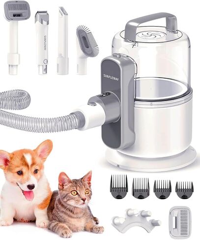Dog Grooming Vacuum, 6 in 1 Pet Vacuum Kit with Large Capacity and 3 Suction Mode, Dog Hair Vacuum for Shedding Grooming (Off-White) in Saudi Arabia