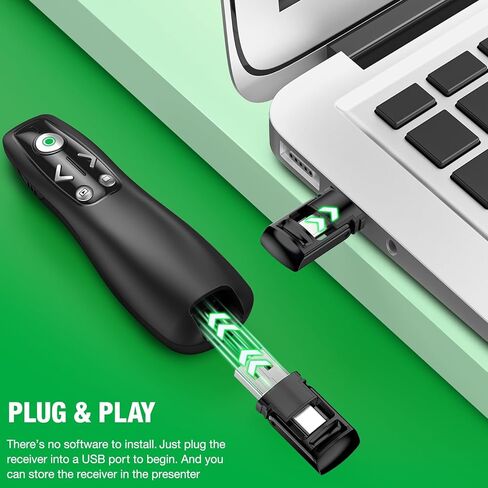 Presentation Clicker Wireless Presenter Remote for PowerPoint, RF 2.4GHz USB Powerpoint Clicker with Hyperlink & Volume Control PowerPoint Slide Advancer for Mac, Computer, Laptop in Kuwait