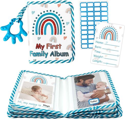 Baby Photo Book, My First Baby Photo Albums Holds 4x6" Pictures, Soft Photo Cloth Book with Safety Mirror Baby Shower Gifts Set(Rainbow) in Kuwait
