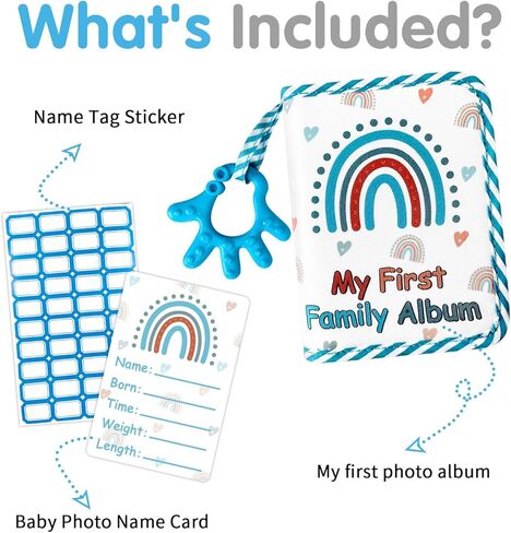 Baby Photo Book, My First Baby Photo Albums Holds 4x6" Pictures, Soft Photo Cloth Book with Safety Mirror Baby Shower Gifts Set(Rainbow) in Kuwait