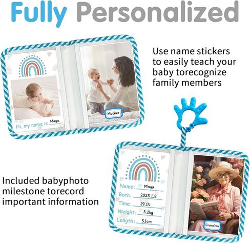 Baby Photo Book, My First Baby Photo Albums Holds 4x6" Pictures, Soft Photo Cloth Book with Safety Mirror Baby Shower Gifts Set(Rainbow) in Kuwait