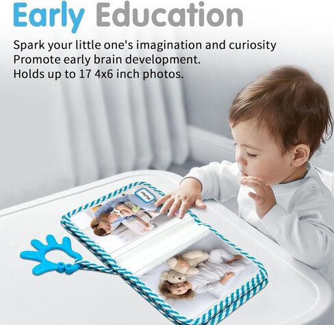 Baby Photo Book, My First Baby Photo Albums Holds 4x6" Pictures, Soft Photo Cloth Book with Safety Mirror Baby Shower Gifts Set(Rainbow) in Kuwait