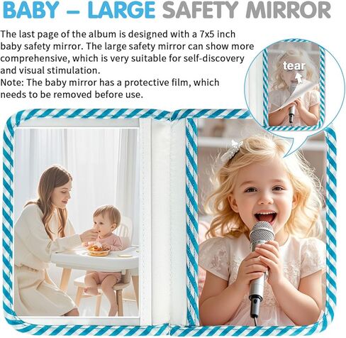 Baby Photo Book, My First Baby Photo Albums Holds 4x6" Pictures, Soft Photo Cloth Book with Safety Mirror Baby Shower Gifts Set(Rainbow) in Kuwait