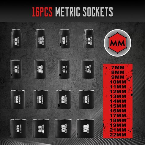 70pcs 3/8" Drive Impact Socket Set,Standard SAE(5/16 to 3/4-Inch) Metric Size(8-22mm), CR-V Steel Deep Socket Kit, Adapters, Ratchet Handle, Screwdriver Bit Set, Sliding T Bar, 6 Point in Kuwait
