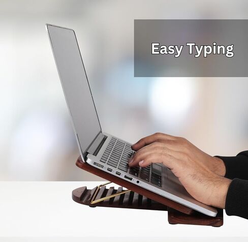 حامل كمبيوتر محمول رأسي لجهاز MackBook Dell HP I بفتحات قاعدة مزدوجة | خالي من البلاستيك| (خشب الورد الهندي) in Kuwait